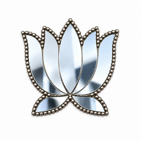 Ready-Made Lotus Shape Mirror Design on Transparent Sheet for Lippan Art ST-49