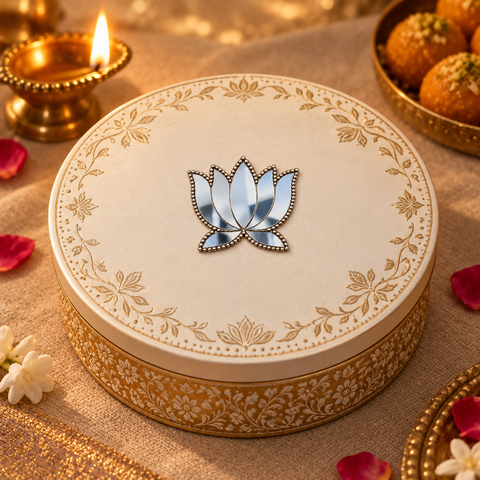Ready-Made Lotus Shape Mirror Design on Transparent Sheet for Lippan Art ST-49
