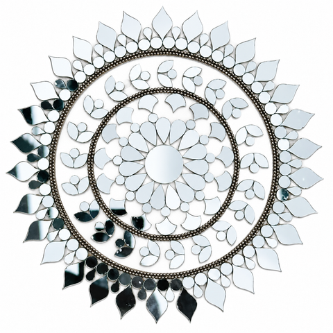 Ready-Made Floral Mandala Mirror Design on Transparent Sheet for Lippan Art ST-51