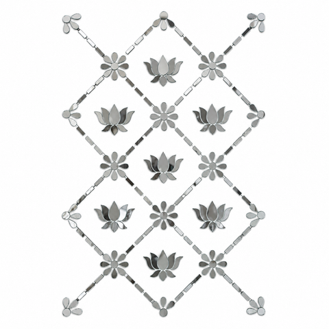 Ready-Made Lotus Mirror Wall Decor on Transparent Sheet for Lippan Art ST-52
