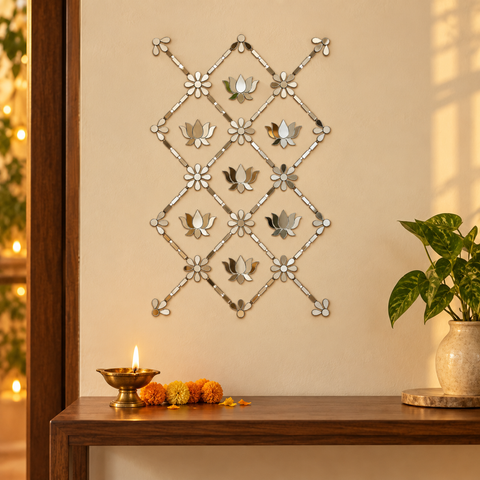 Ready-Made Lotus Mirror Wall Decor on Transparent Sheet for Lippan Art ST-52