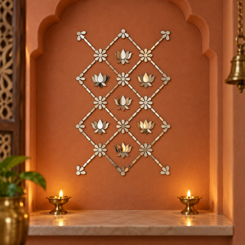 Ready-Made Lotus Mirror Wall Decor on Transparent Sheet for Lippan Art ST-52
