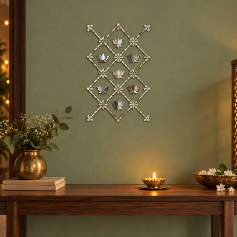 Ready-Made Lotus Mirror Wall Decor on Transparent Sheet for Lippan Art ST-52