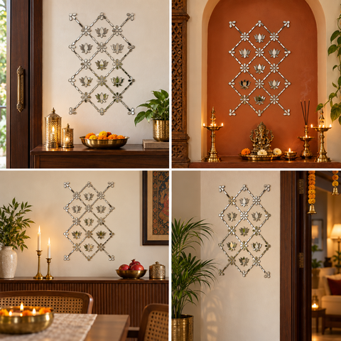 Ready-Made Lotus Mirror Wall Decor on Transparent Sheet for Lippan Art ST-52