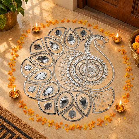 Ready-Made Mandala Mirror Design on Transparent Sheet for Lippan Art & Wall Décor ST-53