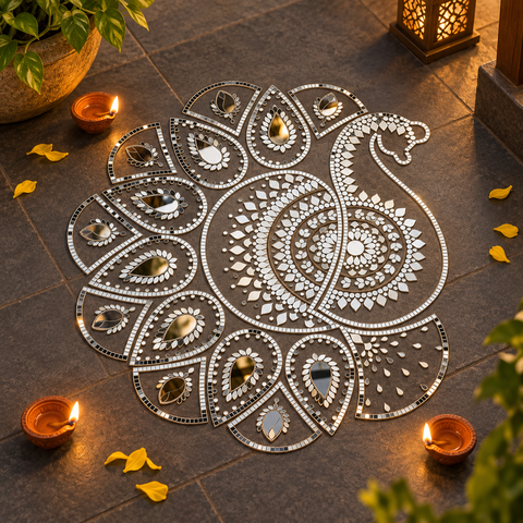 Ready-Made Mandala Mirror Design on Transparent Sheet for Lippan Art & Wall Décor ST-53