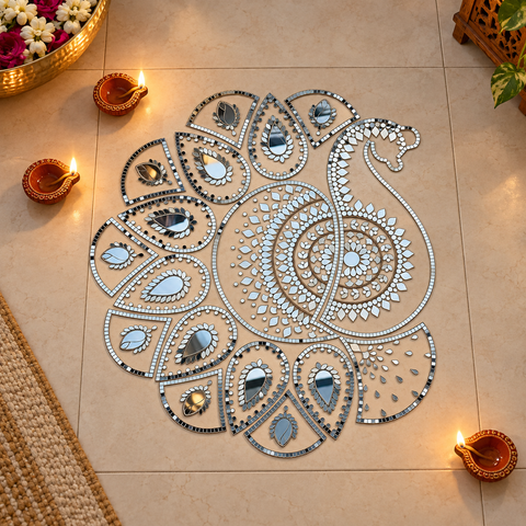 Ready-Made Mandala Mirror Design on Transparent Sheet for Lippan Art & Wall Décor ST-53