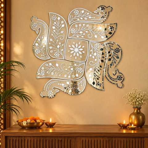 Ready-Made Mirror Floral Paisley Wall Décor Piece ST-62