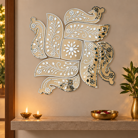 Ready-Made Mirror Floral Paisley Wall Décor Piece ST-62