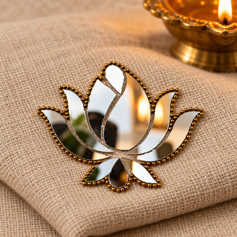 Ready-Made Silver Mirror Lotus Wall Décor Piece ST-65