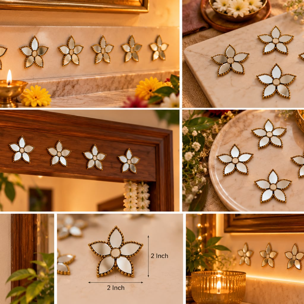 Flower Shape Mirror Ready Piece for Lippan Art, MDF & DIY Decoration ST-66