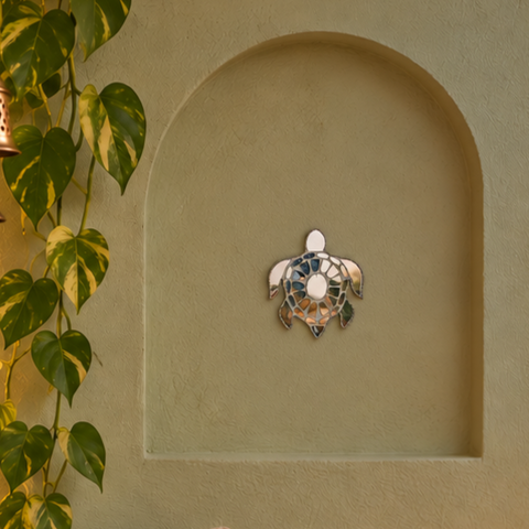 Ready-Made Silver Mirror Turtle Wall Décor Piece ST-80