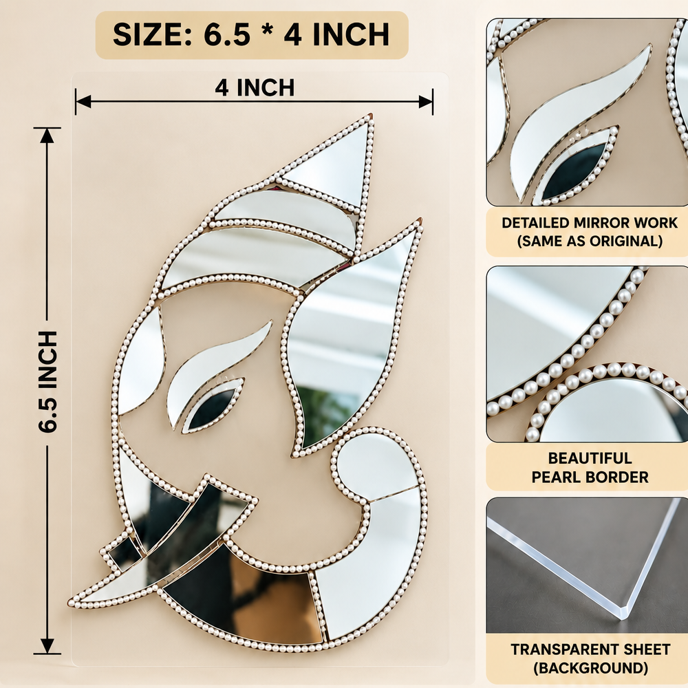 Ready Made Ganesha Silver Mirror Wall Décor for Pooja Room & Festive Decorationst-83