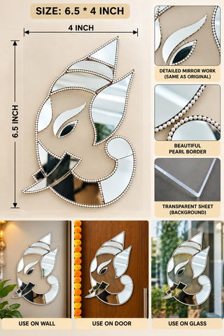 Ready Made Ganesha Silver Mirror Wall Décor for Pooja Room & Festive Decorationst-83