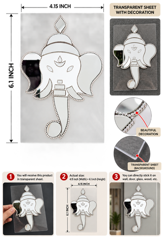 Ready Made Ganesha Silver Mirror Wall Décor for Pooja Room & Festive Decorationst-84