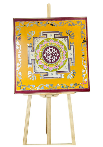 Premarked Shree Yantra Decorative Cutout with Mirror-605