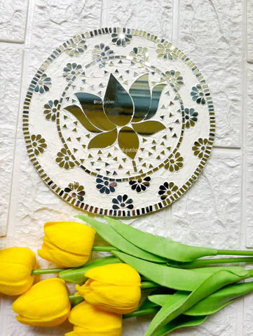 Fancy lotus shape silver mirror  K-109