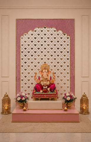 Ready Lotus Arch Mirror Work Decorative Panel (Ready Piece)4* 5 FEET - BAPS-79