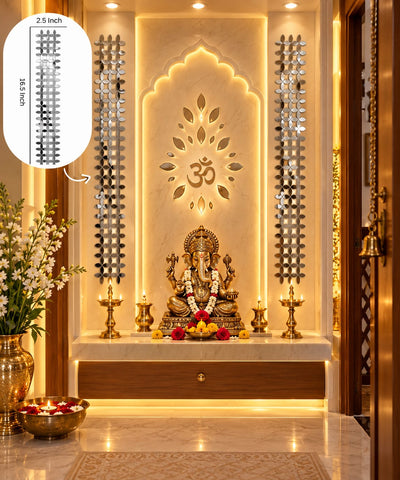 Floral Mirror Strip on Transparent Sheet for Door Hanging, Wall & DIY Home Decor-ST-28