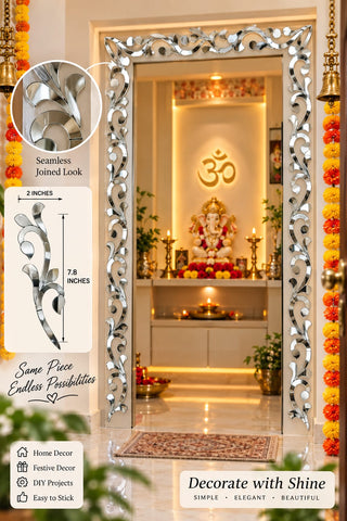 Ready-to-Stick Floral Mirror Design on Transparent Plastic Sheet for Door, Wall & Furniture Decor- ST-29