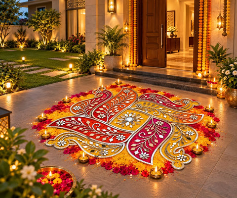 Paisley Design Transparent Sheet with Silver Mirrors for DIY Rangoli & Festive Décor--1803