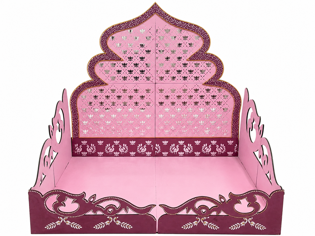 MDF Temple Sihasan Base for Lippan Art & Mirror Work (MDF with mirror)-833
