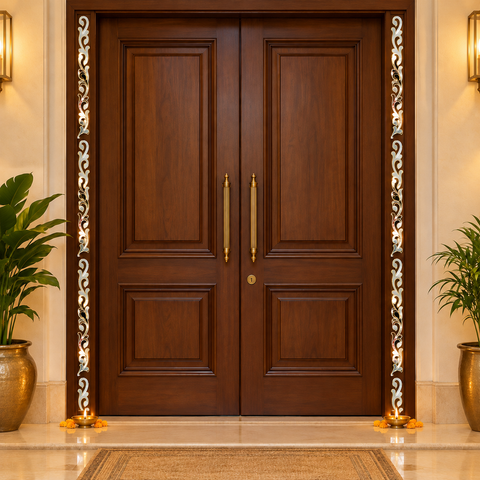 Ready to Use Mirror Lace Border on Transparent Sheet – Decorative Door & Wall Mirror Patch ST-94