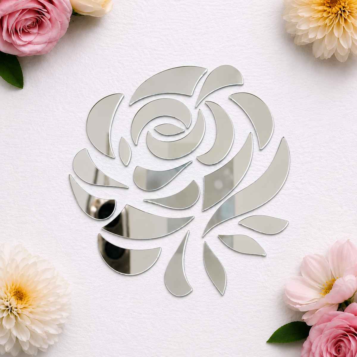 Rose Flower Shape Silver Mirror for Lippan Art & DIY Craft-1406