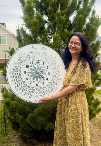 Royal Peacock MDF Wall Clock Base for Lippan Art, Mandala & DIY Mirror Work Craft-775