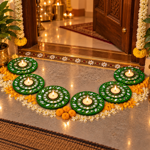 Ready Piece Round Silver Mirror Decor for Wall, Festive & Home Decoration (Ready Piece)- BAPS-110 (Copy)