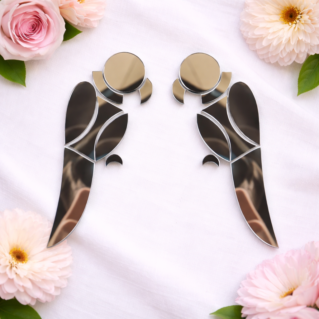 Fancy silver parrot shape mirror ( Left & Right) P-1404