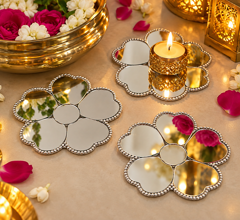 Flower Shape Mirror Wall Decor – Ready Made Decorative Mirror Piece ST-43