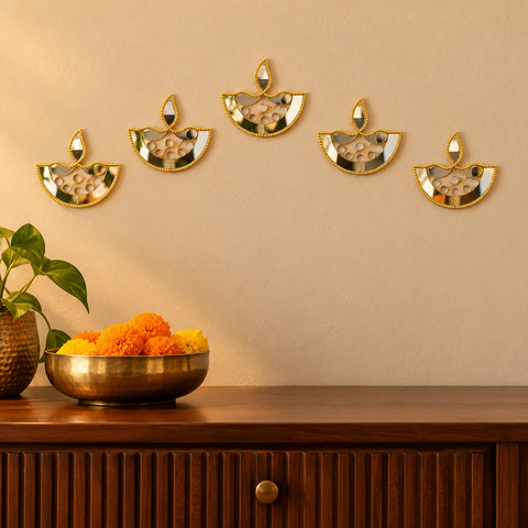 Ready to Use Diya Mirror Patch on Transparent Sheet – Silver or Golden Border Option st-86