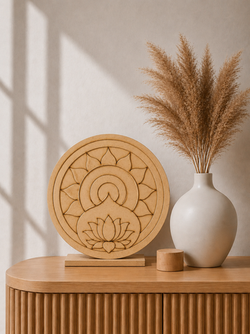 Lotus Circular Floral Pattern Premarked MDF Base for Lippan Art -826