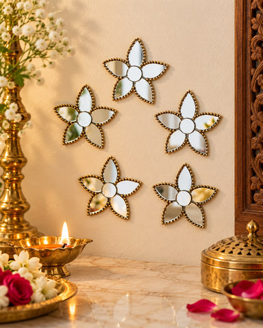 Flower Shape Mirror Ready Piece for Lippan Art, MDF & DIY Decoration ST-66