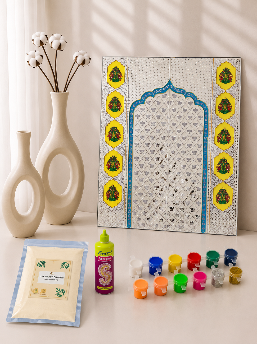 Decorative Premarked Square lotus panel (with mirrors)-527 Mosaic kit-1632