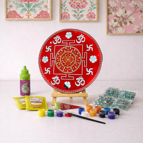 Premarked Shree Yantra MDF Decorative Cutout (with mirrors)  Diy Kit -649