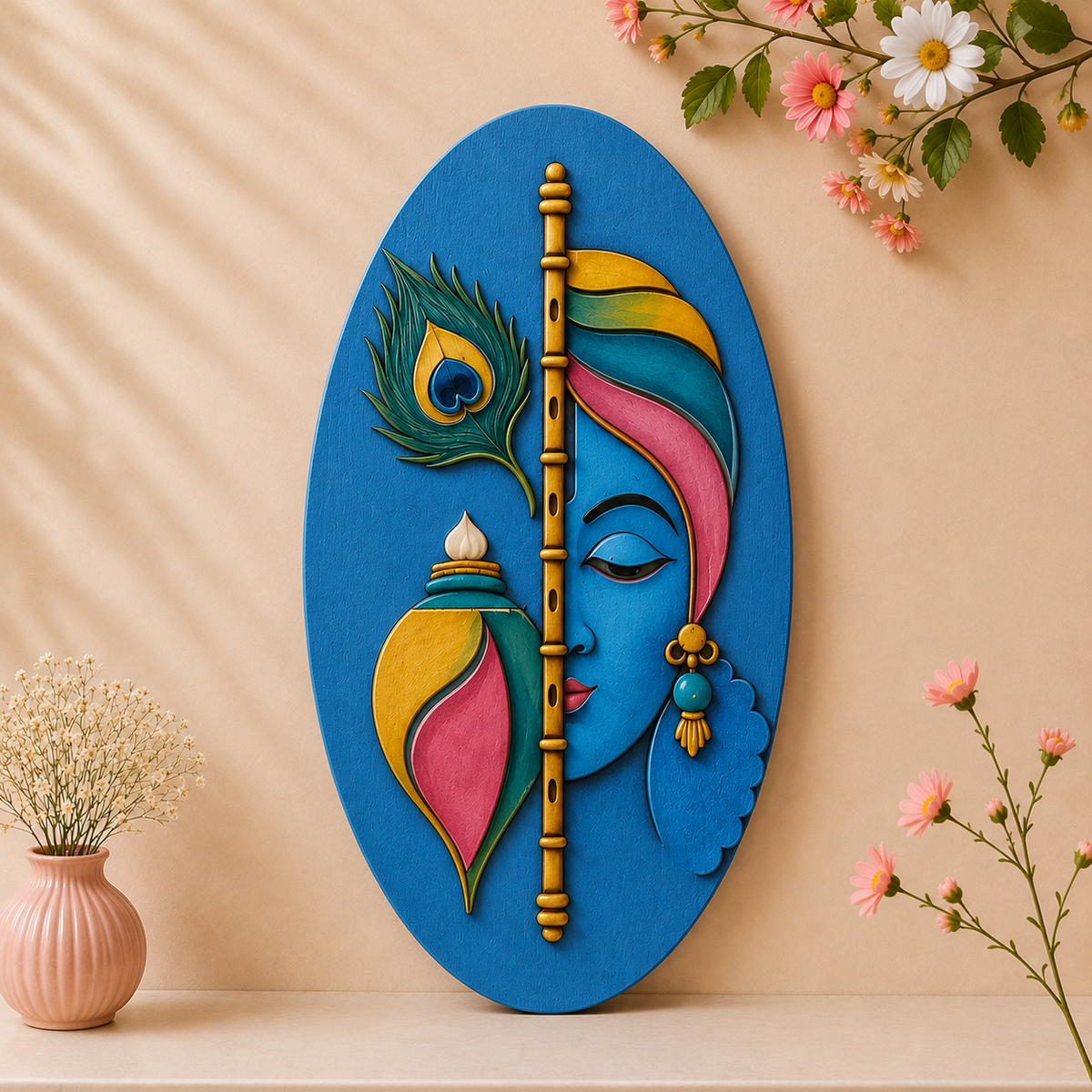 MDF Premarked oval lord krishna shape-155