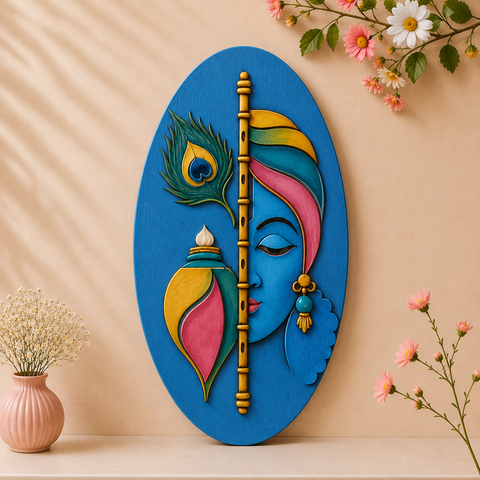 MDF Premarked oval lord krishna shape-155