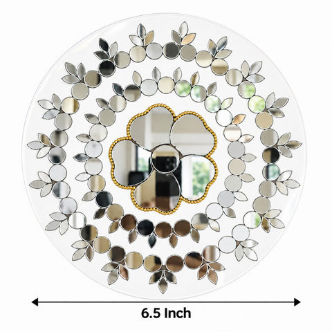Ready-Made Floral Mirror Rangoli on Transparent Sheet ST-107