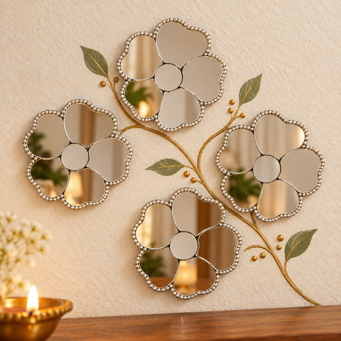 Flower Shape Mirror Wall Decor – Ready Made Decorative Mirror Piece ST-43