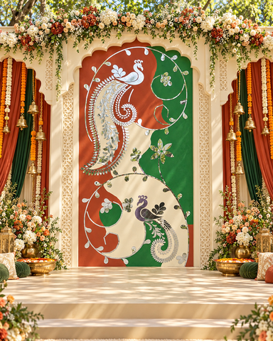 Fancy silver Peocock Panle shape mirror For Event-1370 (only Mirror)