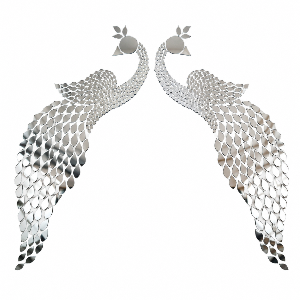 Peacock Shape Decorative Mirror Pair for Wall Décor & DIY Projects MOR - 813