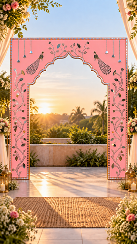 Peacock Arch Mirror Work Ready Piece for Wedding & Event Decoration - BAPS-104