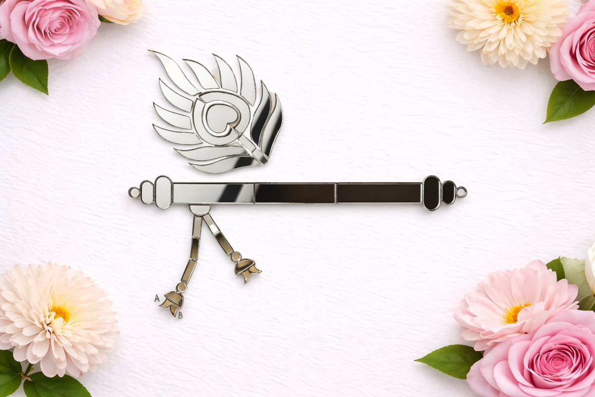 Fancy flute & morpankh silver mirror V-1425