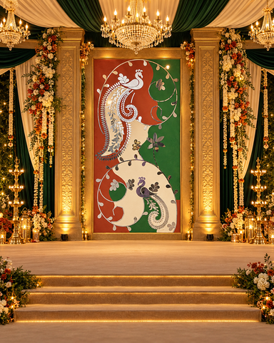 Fancy silver Peocock Panle shape mirror For Event-1370 (only Mirror)