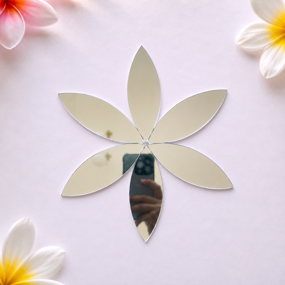 6 Petal Leaf Shape Silver Mirror for Lippan Art & Floral Designs-Ex-56
