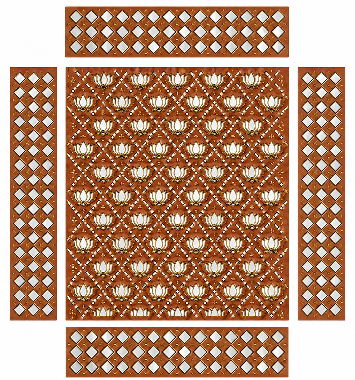 Premarked Lotus MDF Panel Set for Lippan Art & Mirror Work-778
