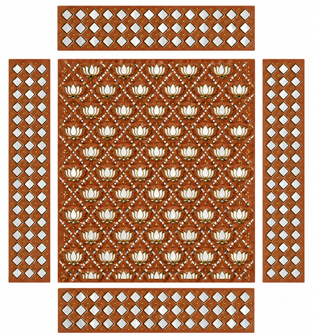 Premarked Lotus MDF Panel Set for Lippan Art & Mirror Work-778