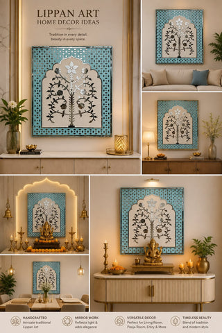 Floral Tree Arch Mirror Work MDF Backdrop (Ready Piece) - BAPS-69